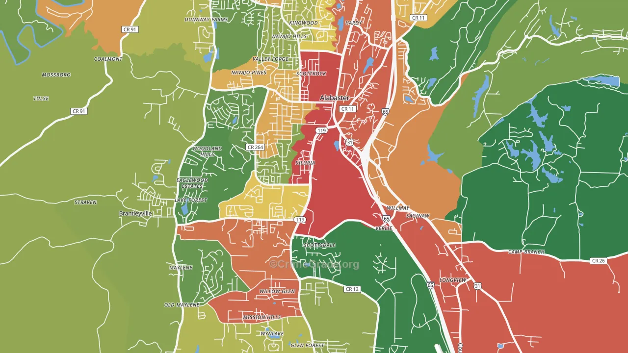 35007, AL Map of Drug-Related Crime Rates