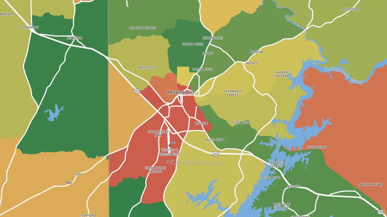 35010, AL Map of Drug-Related Crime Rates