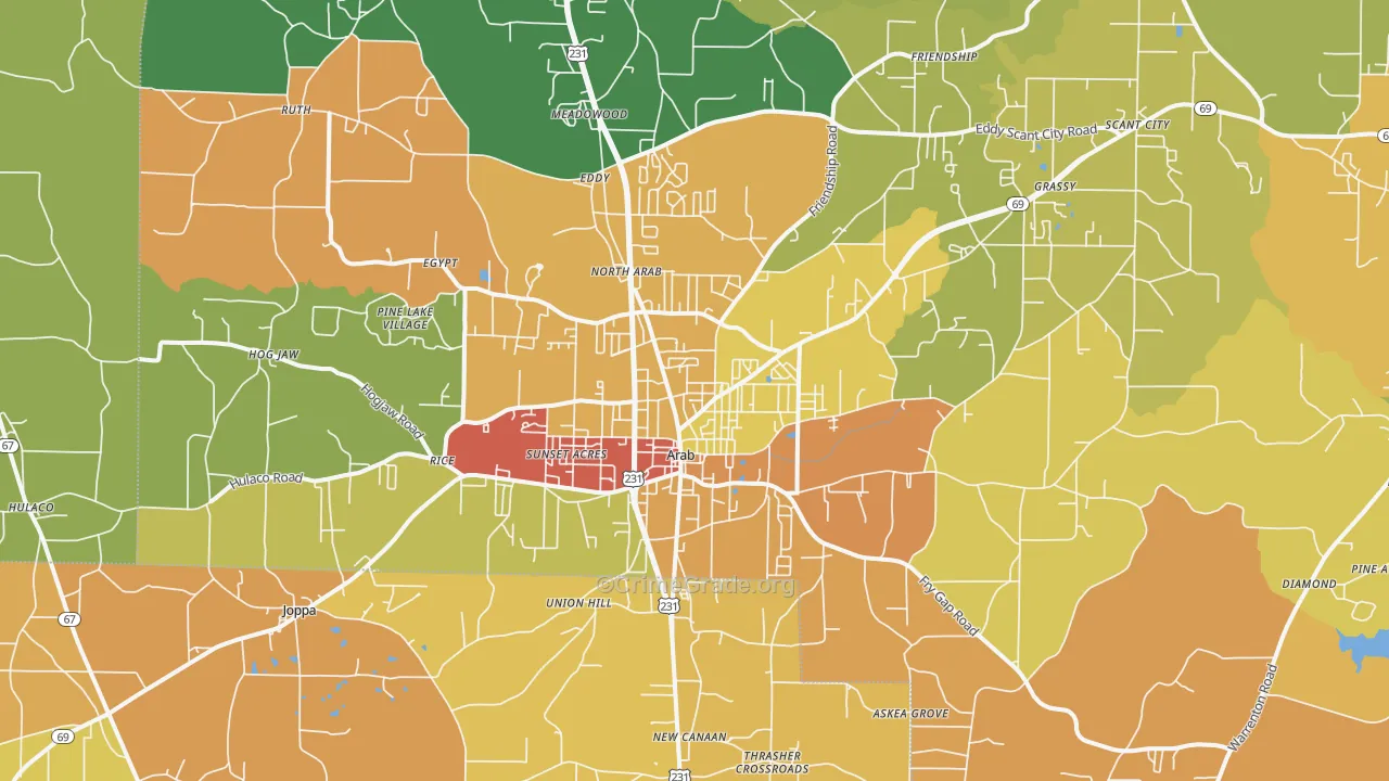 35016, AL Map of Drug-Related Crime Rates