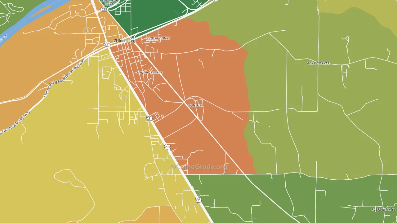 35032, AL Map of Drug-Related Crime Rates