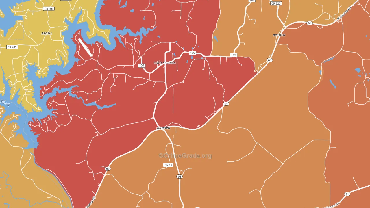 35033, AL Map of Drug-Related Crime Rates