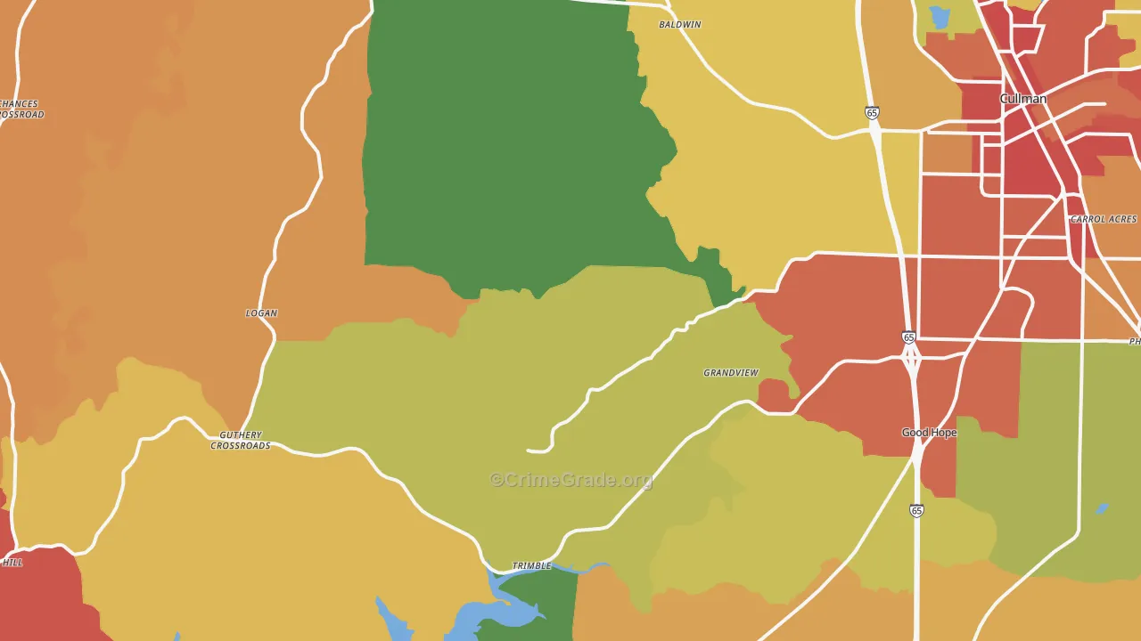 35057, AL Map of Drug-Related Crime Rates