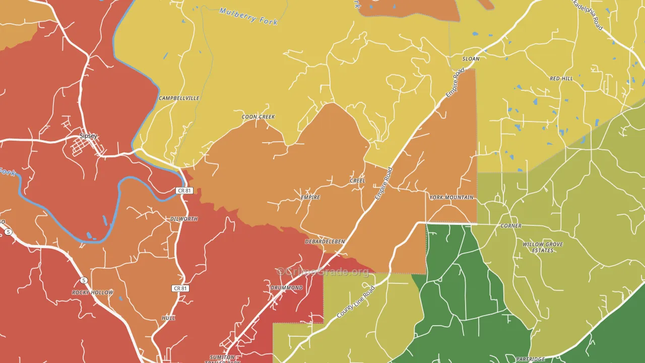 35063, AL Map of Drug-Related Crime Rates