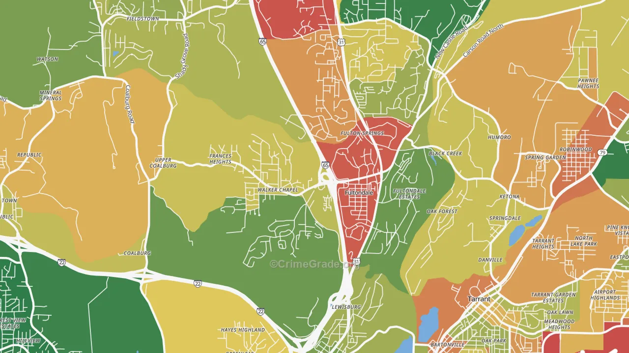 35068, AL Map of Drug-Related Crime Rates