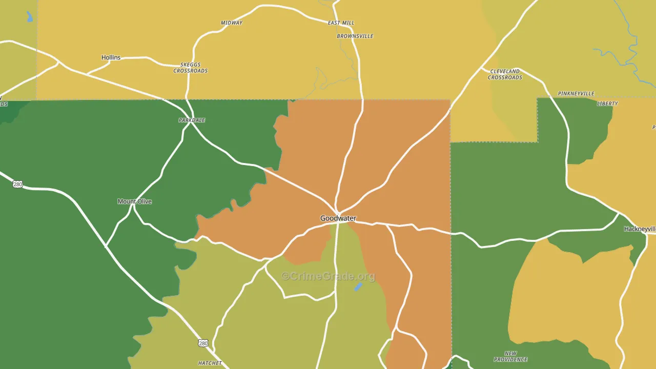 35072, AL Map of Drug-Related Crime Rates