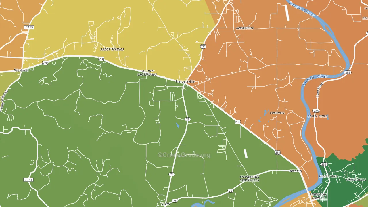 35078, AL Map of Drug-Related Crime Rates