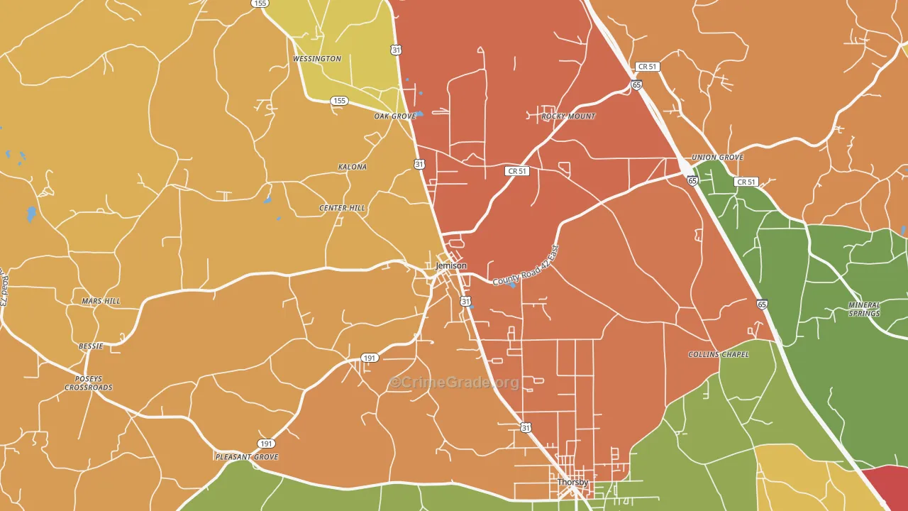 35085, AL Map of Drug-Related Crime Rates