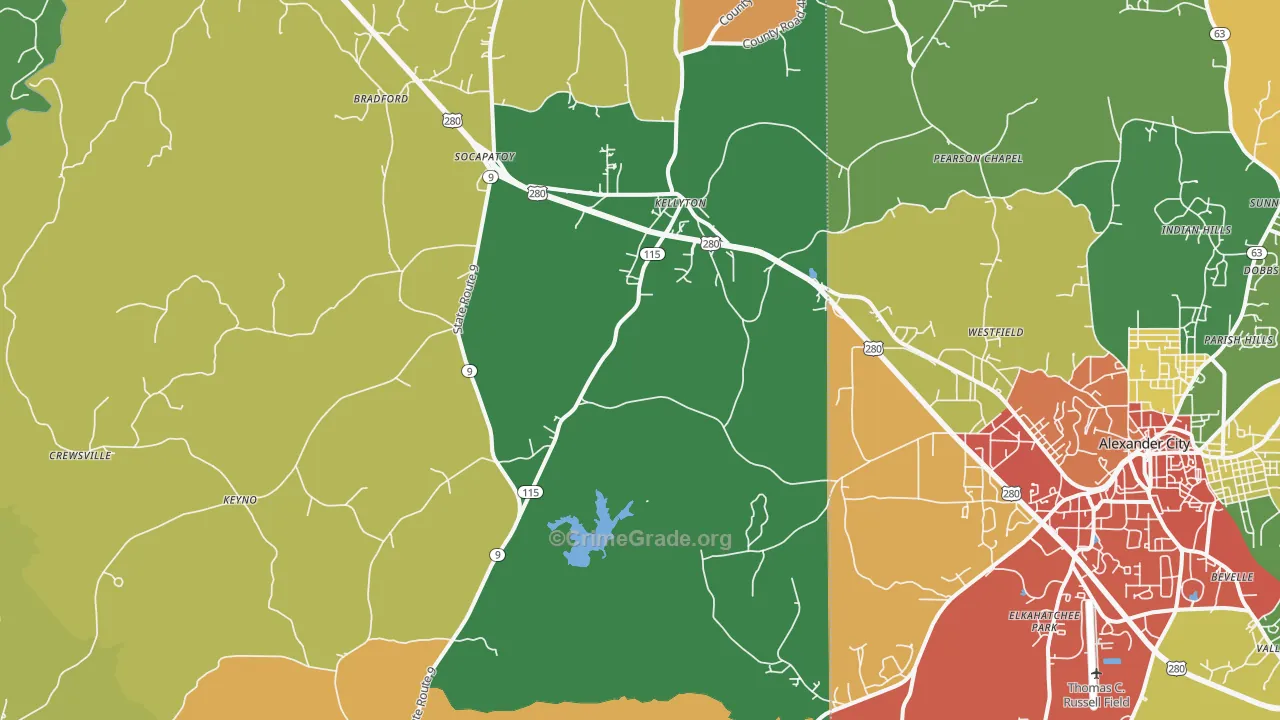 35089, AL Map of Drug-Related Crime Rates