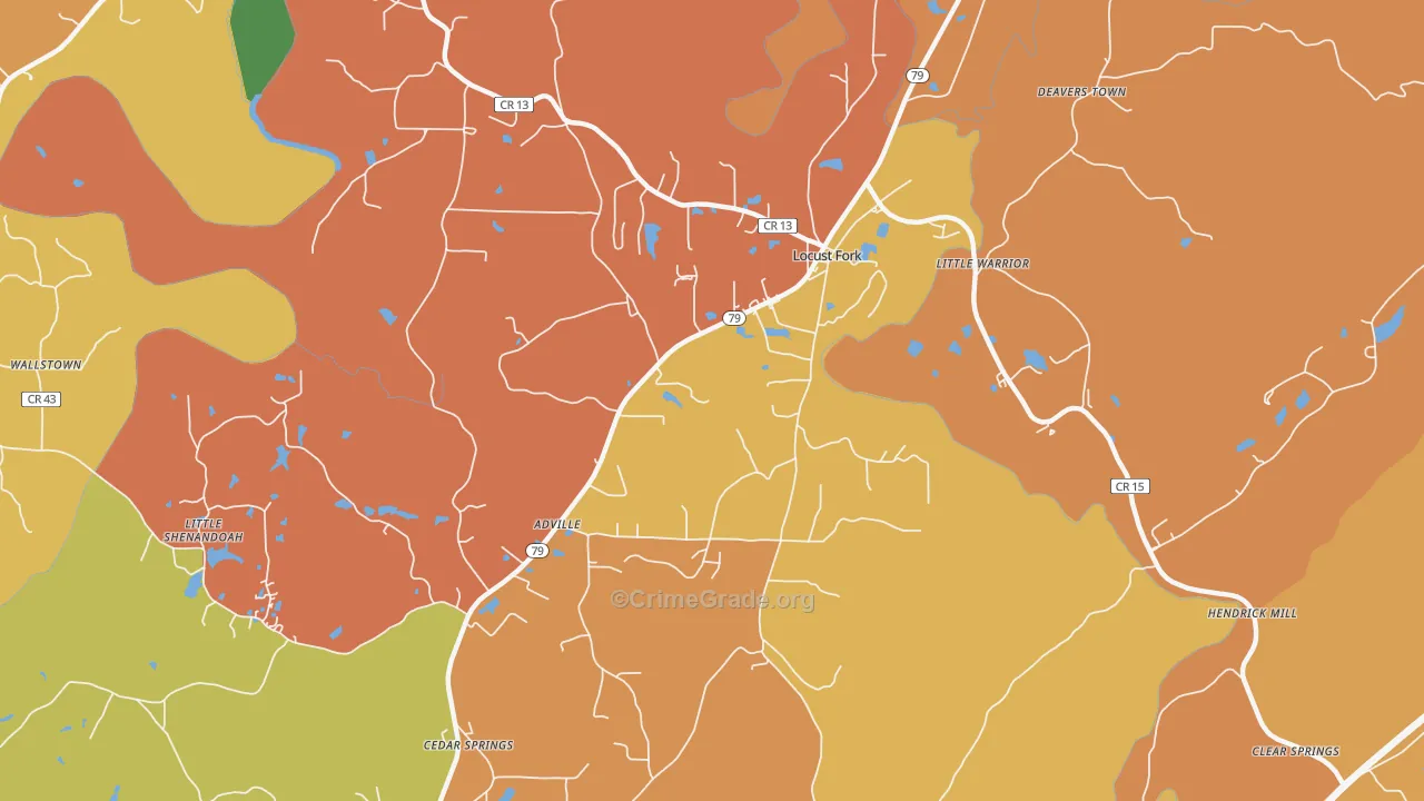 35097, AL Map of Drug-Related Crime Rates