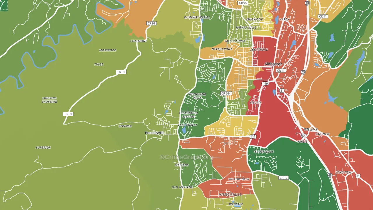 35114, AL Map of Drug-Related Crime Rates