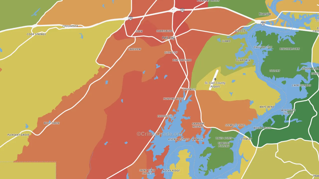 35128, AL Map of Drug-Related Crime Rates