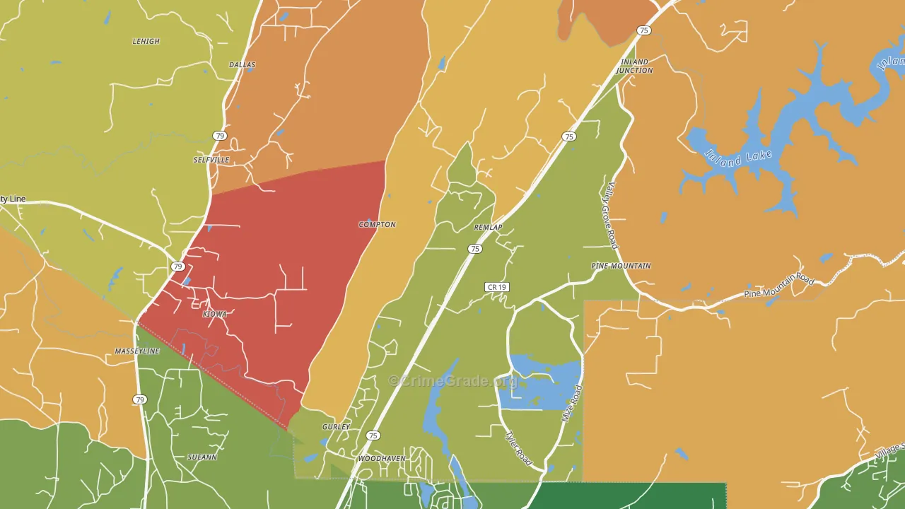 35133, AL Map of Drug-Related Crime Rates