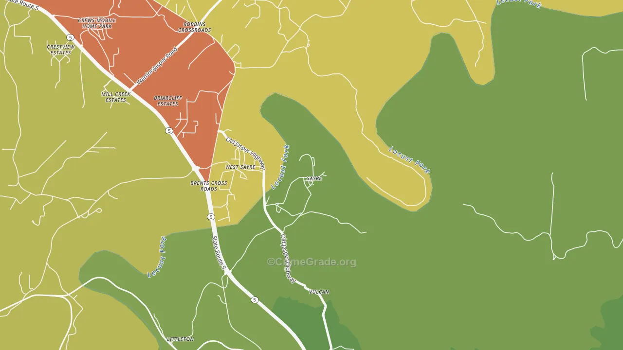 35139, AL Map of Drug-Related Crime Rates