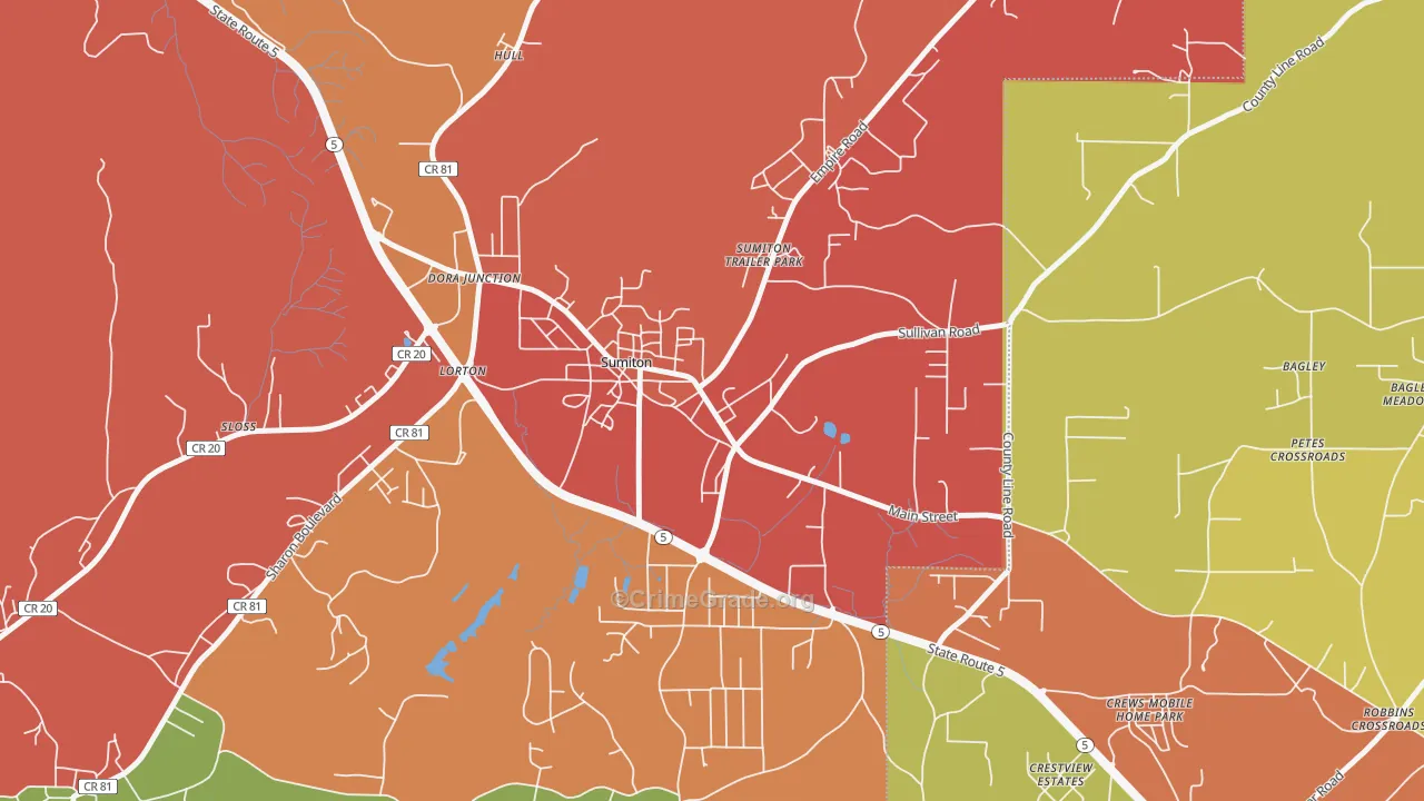 35148, AL Map of Drug-Related Crime Rates