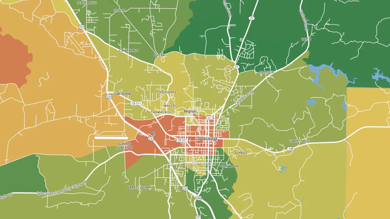 35150, AL Map of Drug-Related Crime Rates