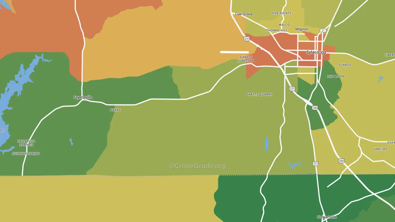 35151, AL Map of Drug-Related Crime Rates