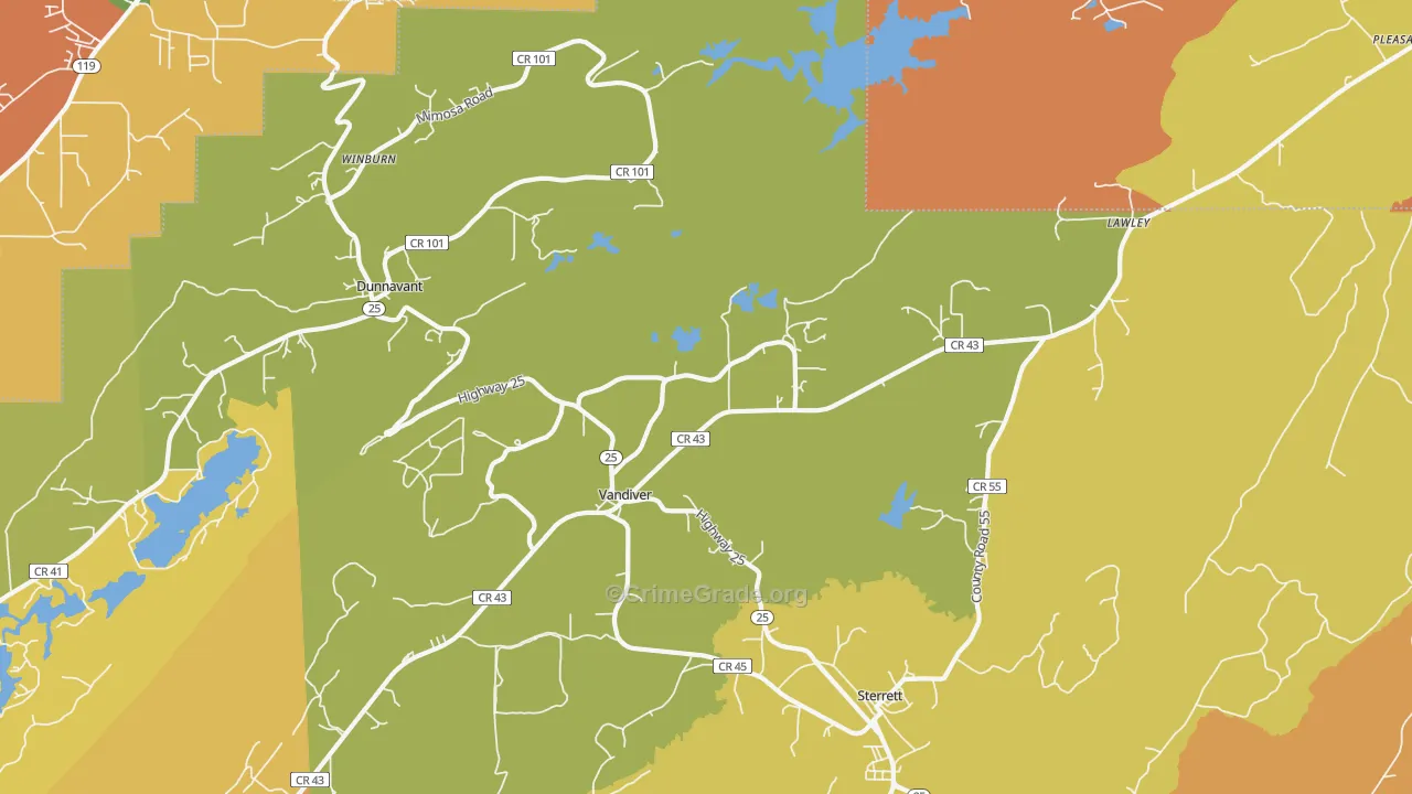 35176, AL Map of Drug-Related Crime Rates