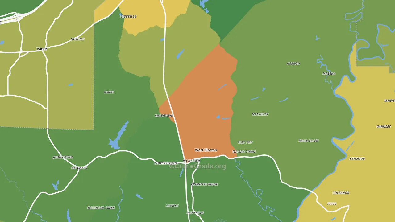 35184, AL Map of Drug-Related Crime Rates