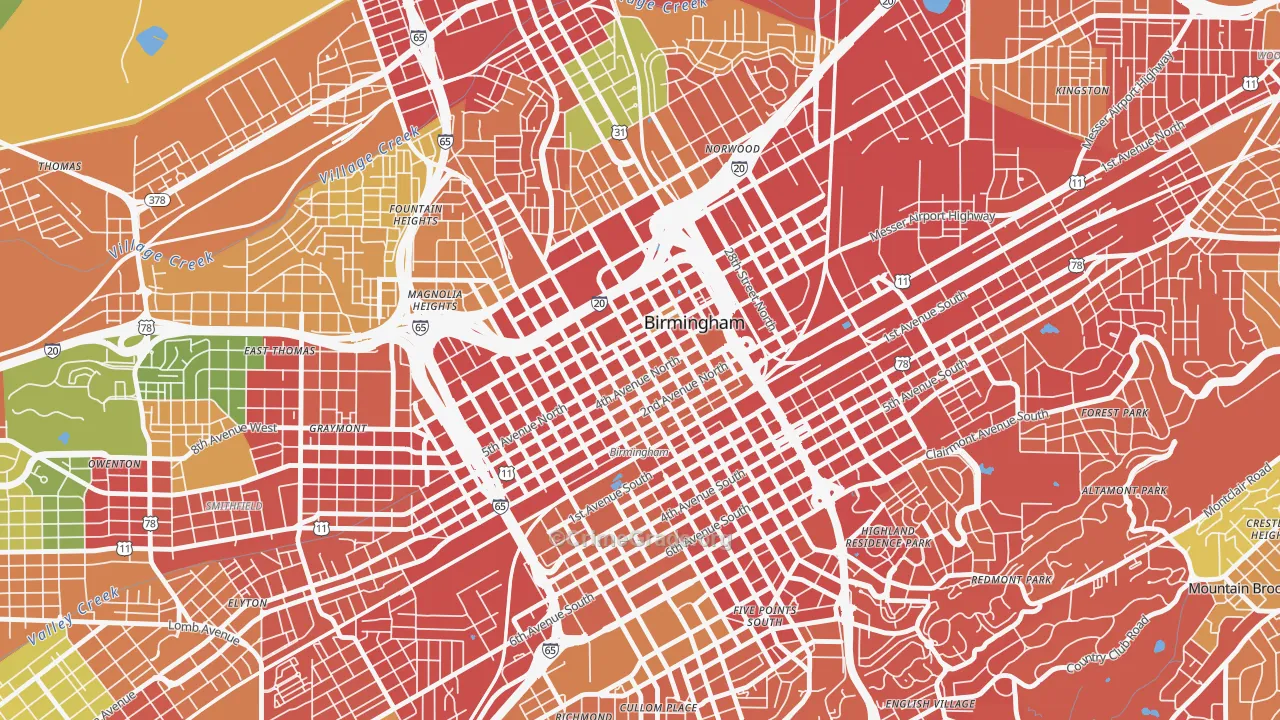 35203, AL Map of Drug-Related Crime Rates