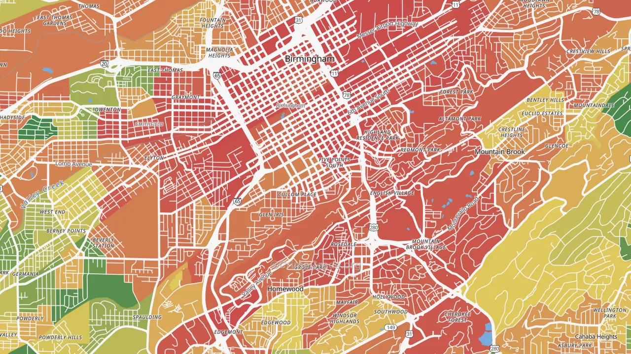 35205, AL Map of Drug-Related Crime Rates