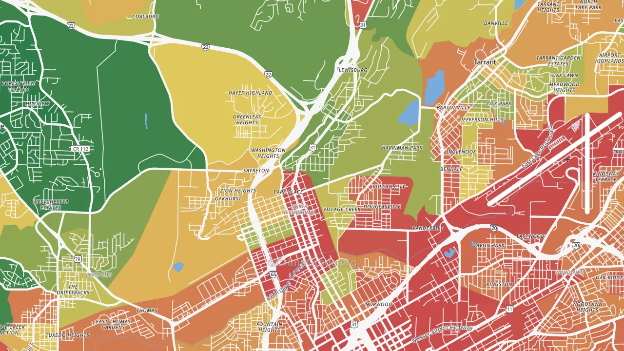 35207, AL Map of Drug-Related Crime Rates