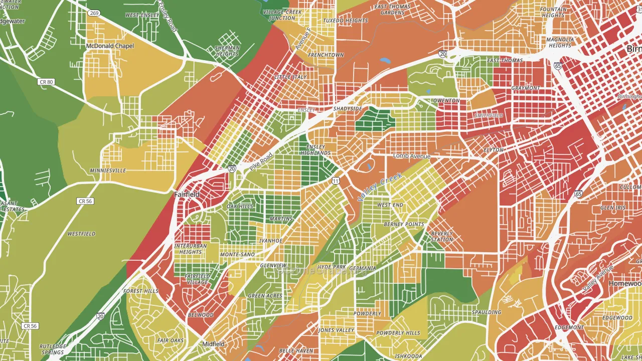 35208, AL Map of Drug-Related Crime Rates