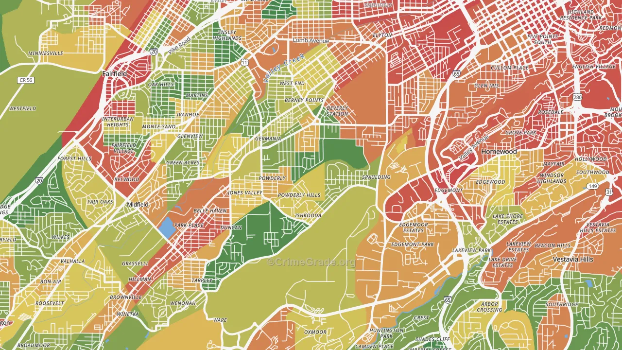 35211, AL Map of Drug-Related Crime Rates