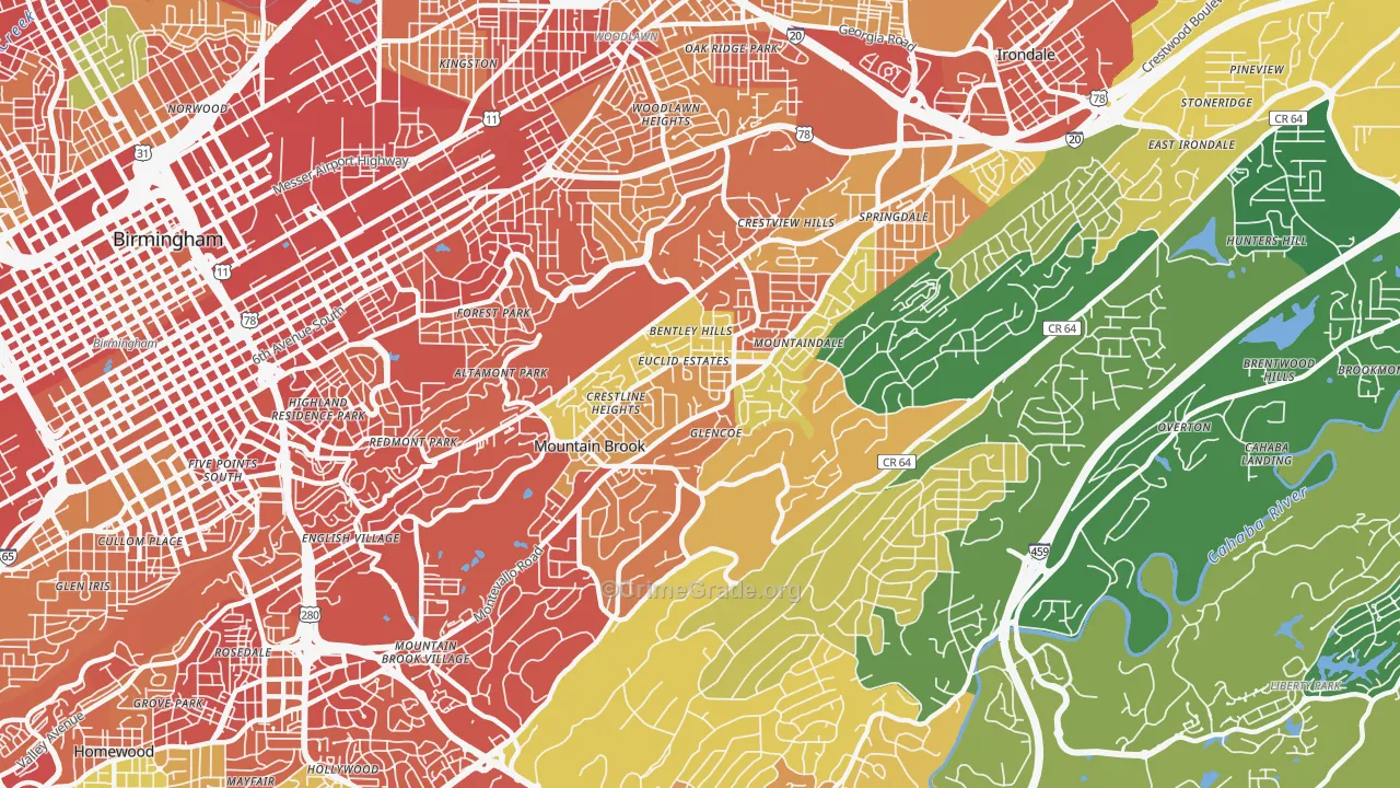 35213, AL Map of Drug-Related Crime Rates