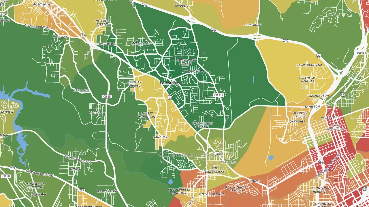 35214, AL Map of Drug-Related Crime Rates