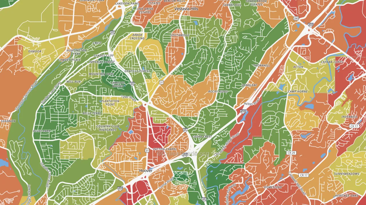 35216, AL Map of Drug-Related Crime Rates