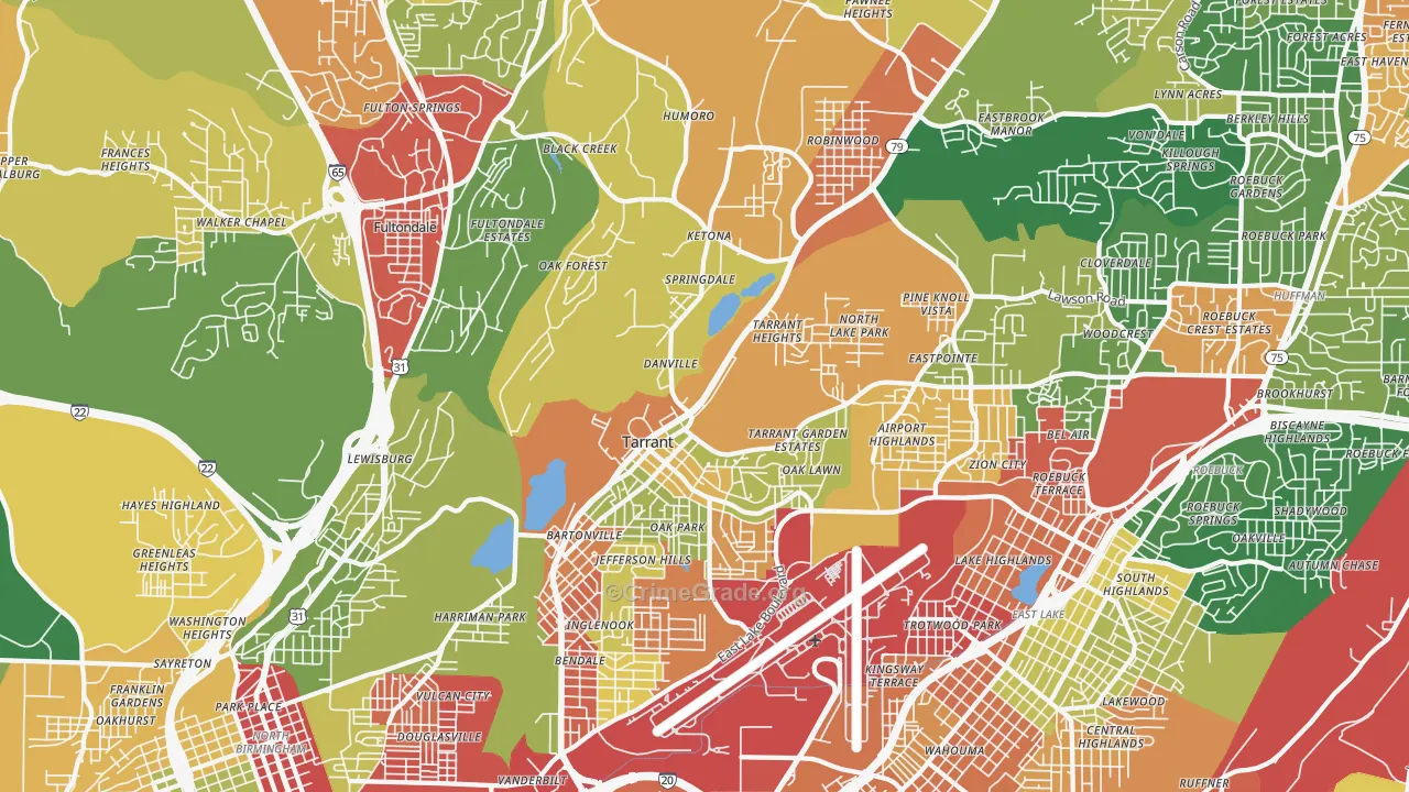 35217, AL Map of Drug-Related Crime Rates