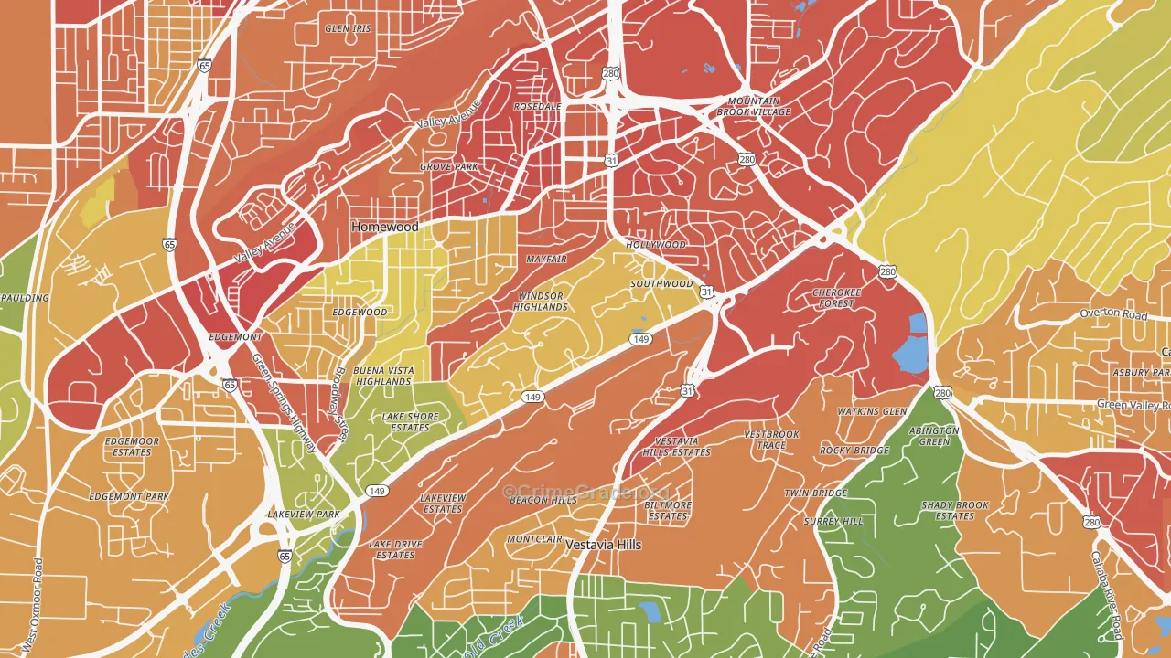 35229, AL Map of Drug-Related Crime Rates