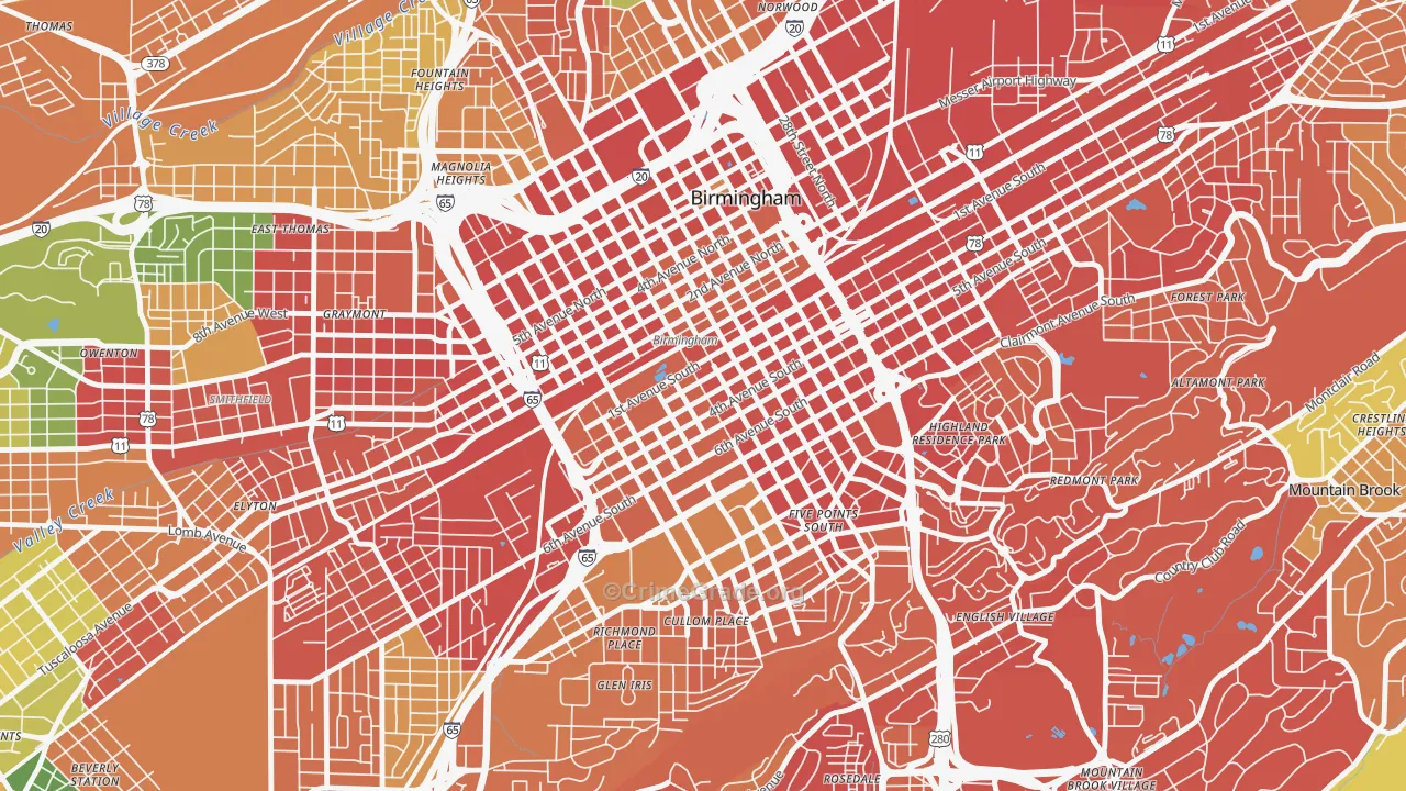 35233, AL Map of Drug-Related Crime Rates