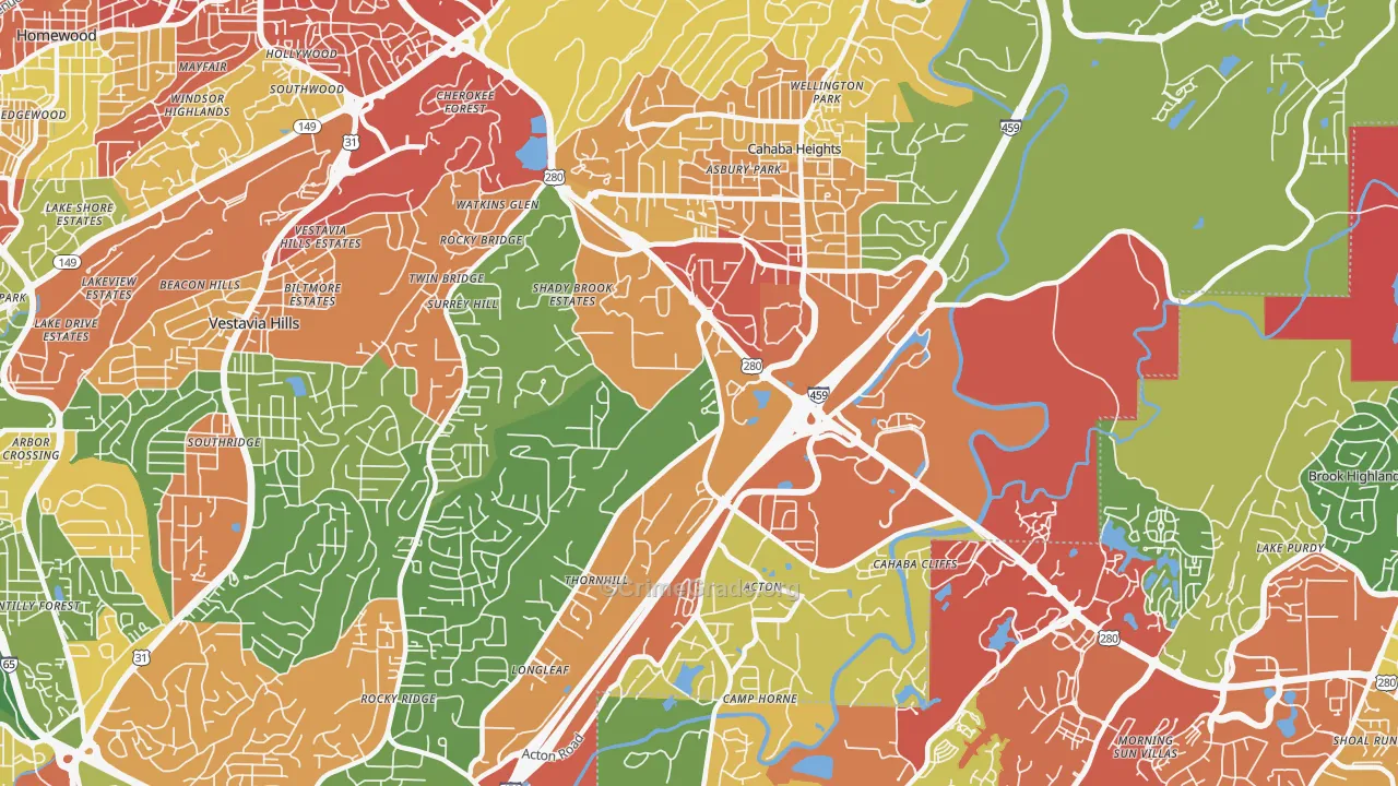 35243, AL Map of Drug-Related Crime Rates