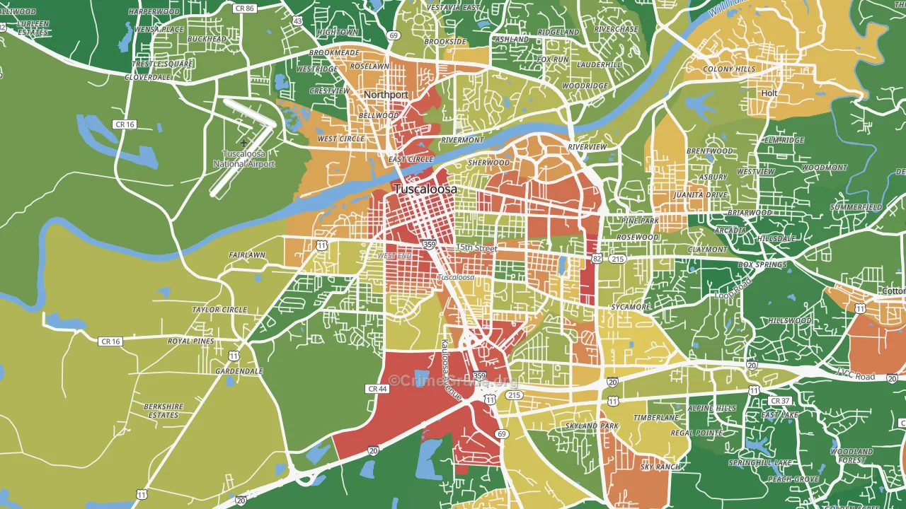35401, AL Map of Drug-Related Crime Rates