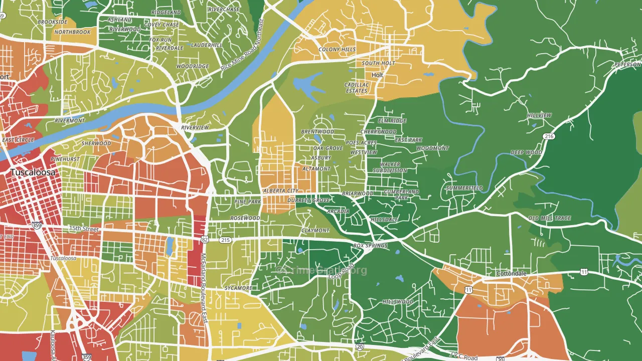 35404, AL Map of Drug-Related Crime Rates
