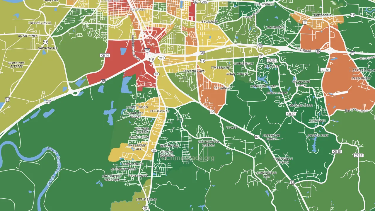 35405, AL Map of Drug-Related Crime Rates