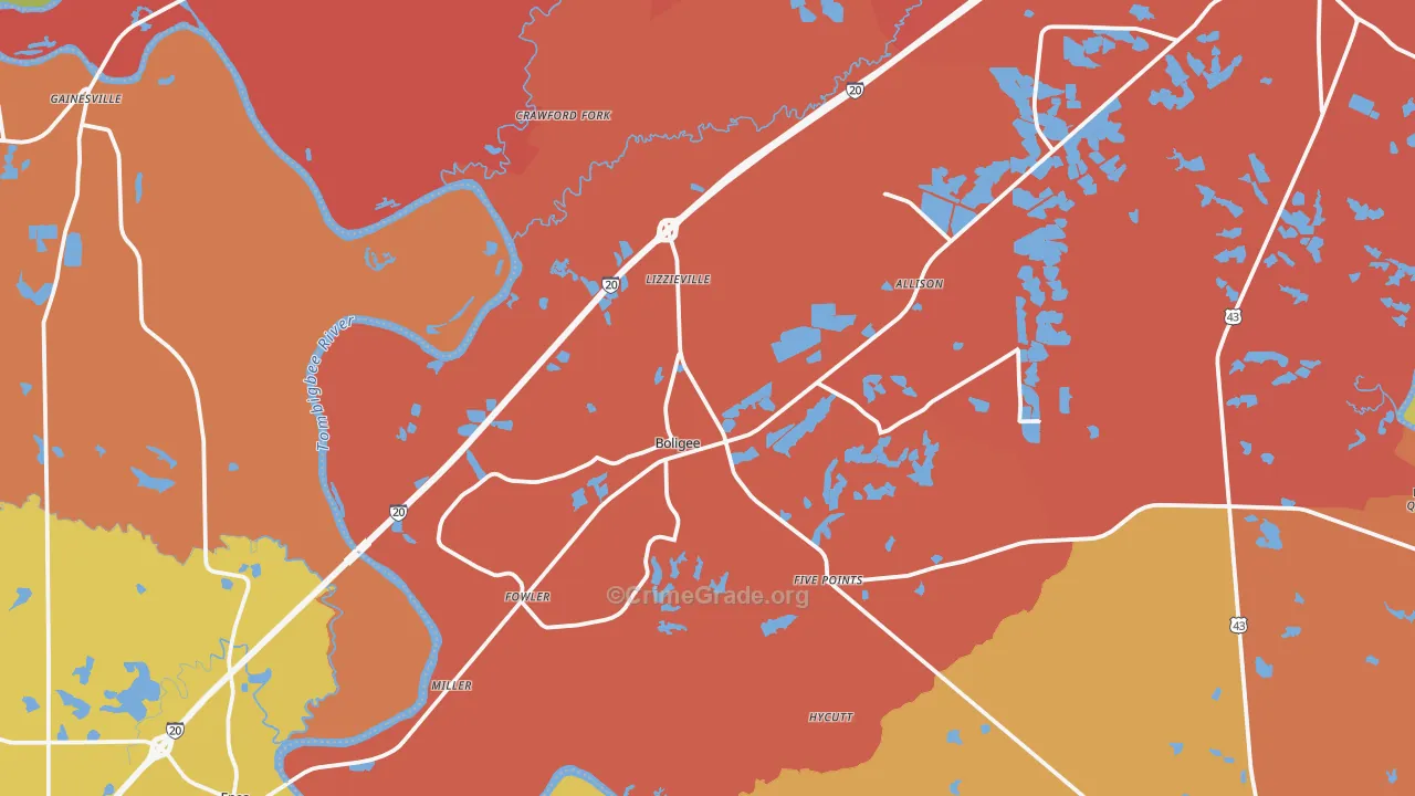 35443, AL Map of Drug-Related Crime Rates