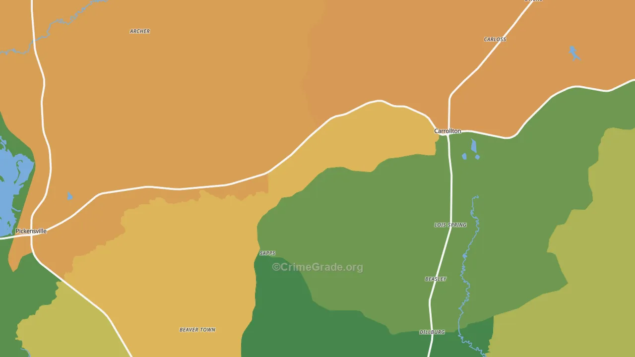 35447, AL Map of Drug-Related Crime Rates