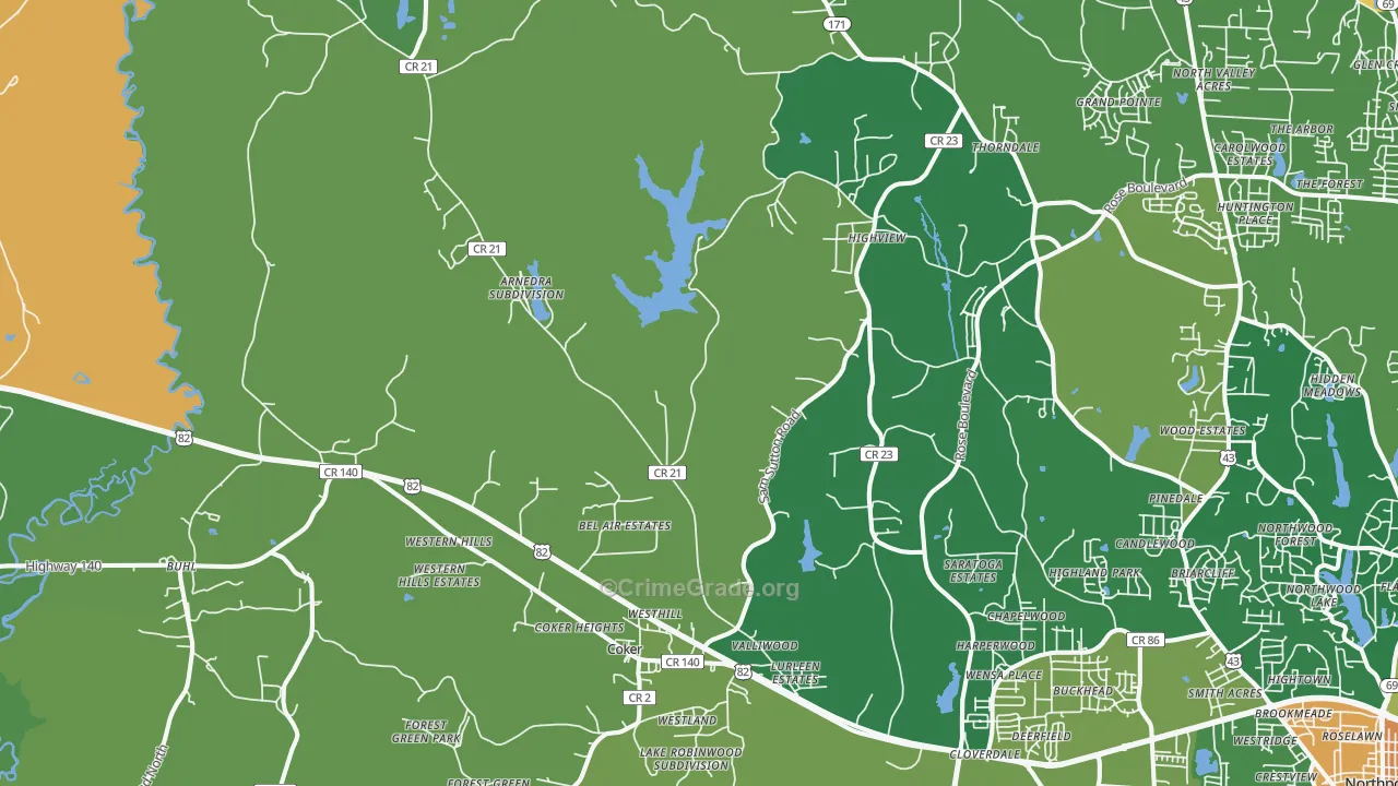 35452, AL Map of Drug-Related Crime Rates