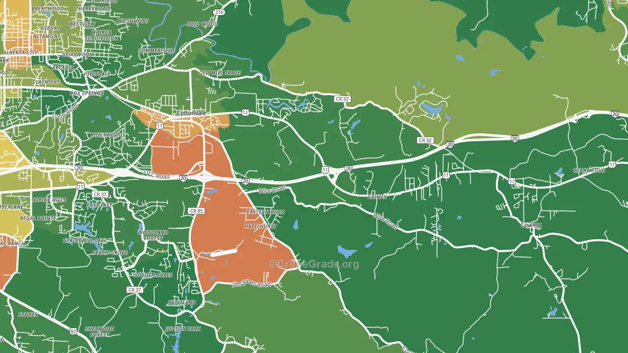 35453, AL Map of Drug-Related Crime Rates