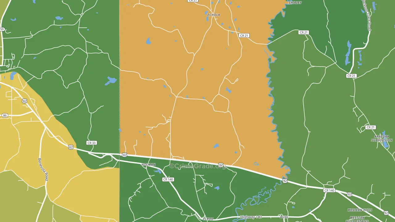 35458, AL Map of Drug-Related Crime Rates