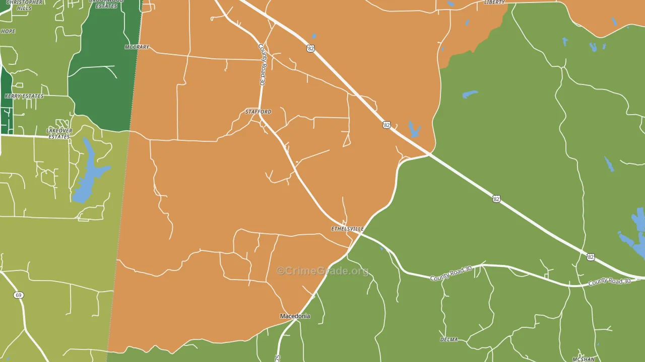 35461, AL Map of Drug-Related Crime Rates