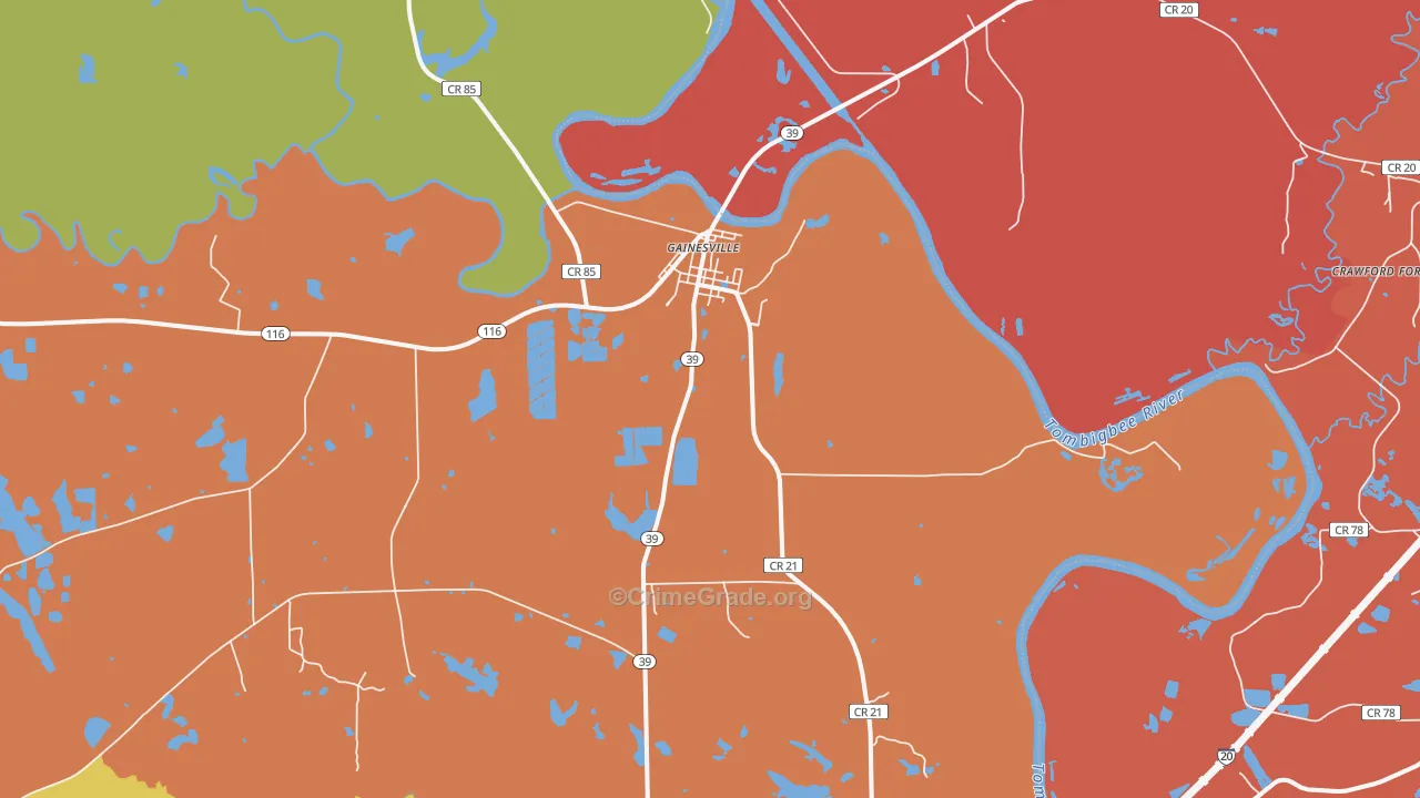 35464, AL Map of Drug-Related Crime Rates