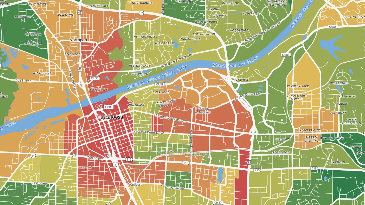 35487, AL Map of Drug-Related Crime Rates