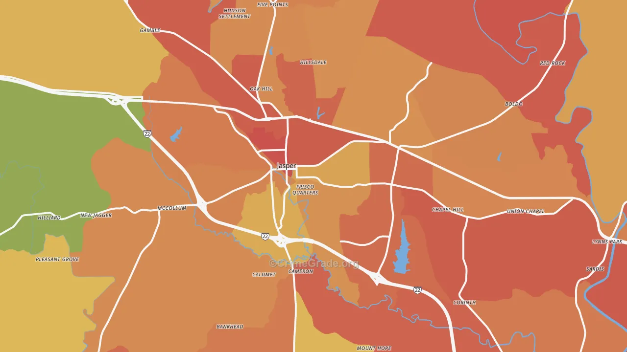 35501, AL Map of Drug-Related Crime Rates