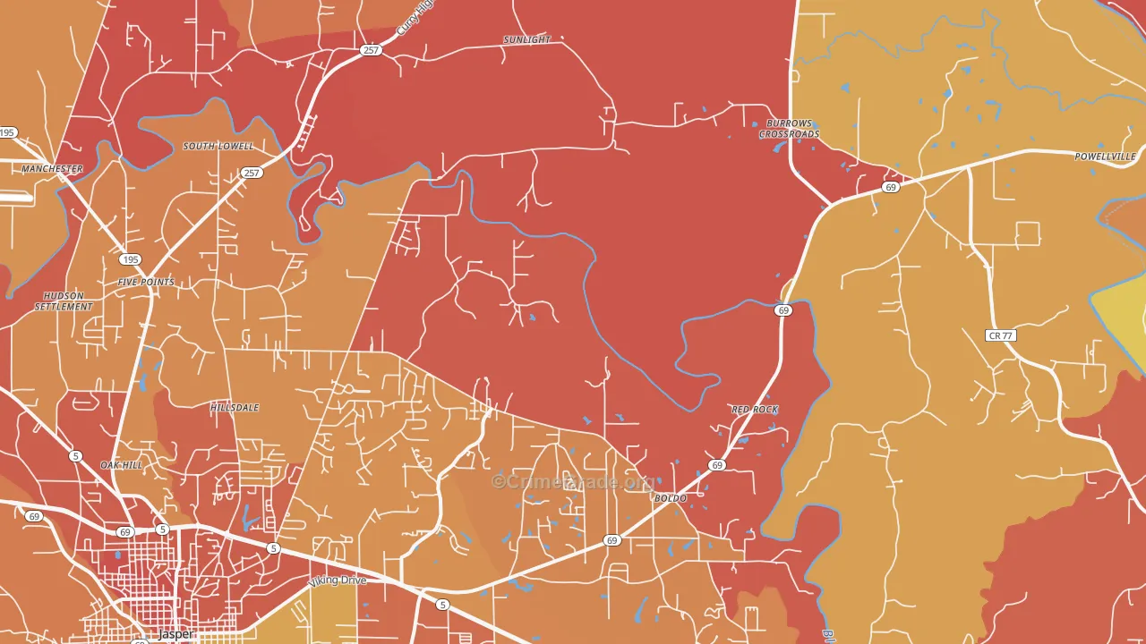35504, AL Map of Drug-Related Crime Rates