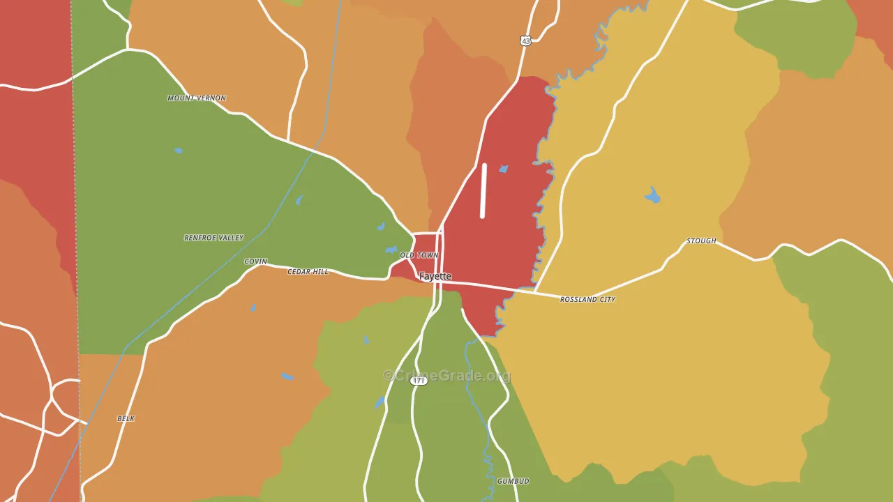 35555, AL Map of Drug-Related Crime Rates