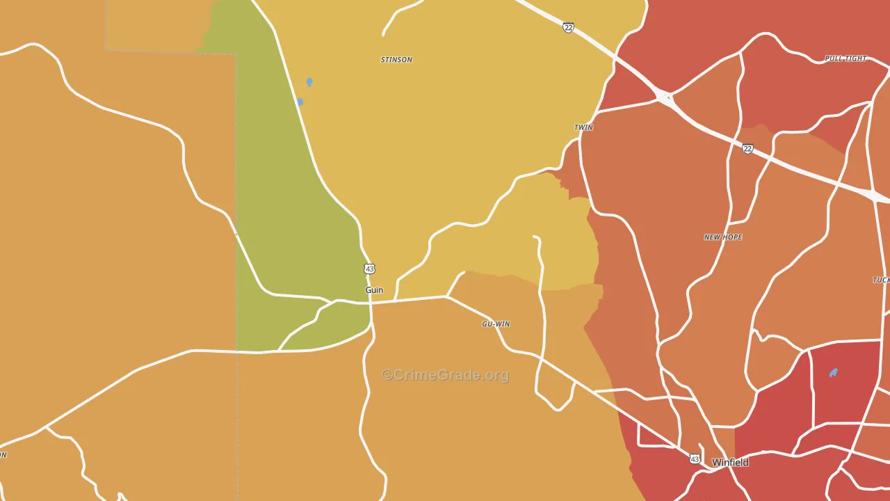 35563, AL Map of Drug-Related Crime Rates