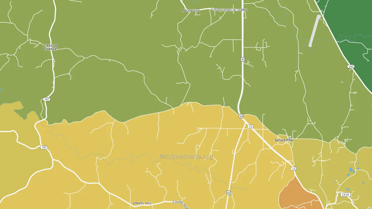 35585, AL Map of Drug-Related Crime Rates
